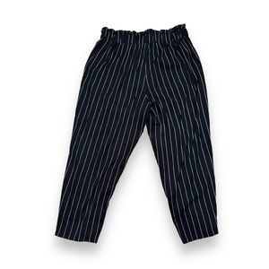 Lightweight Paperbag Waist Pinstripe Pants Front Pockets Cuffs Size 2X
